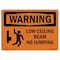 Signmission OSHA WARNING Sign, Low Ceiling Beam No Jumping, 14in X 10in Rigid Plastic, 10" W, 14" L, Landscape OS-WS-P-1014-L-12237 - alternate 1